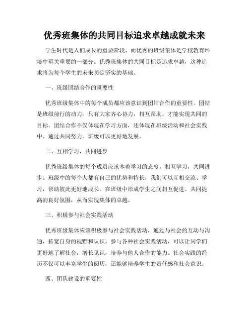优秀班集体的共同目标追求卓越成就未来