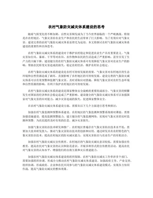 农村气象防灾减灾体系建设的思考