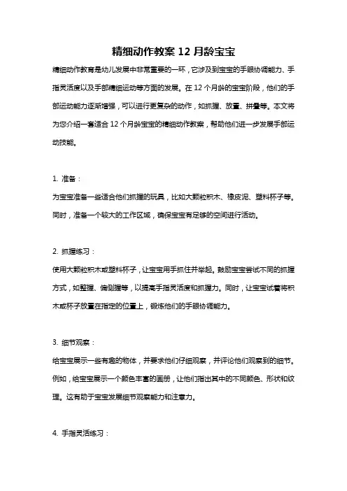 精细动作教案12月龄宝宝