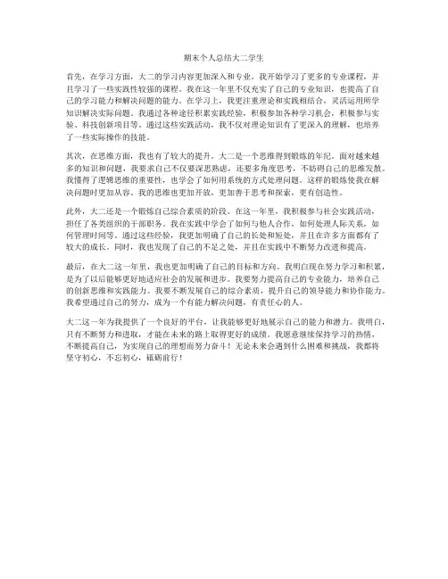 期末个人总结大二学生