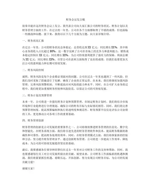 财务会议发言稿