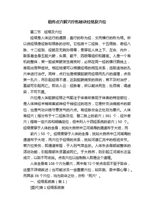 祖传点穴解穴疗伤秘诀经络及穴位