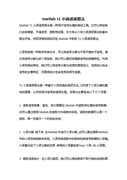 matlab t1小波滤波算法
