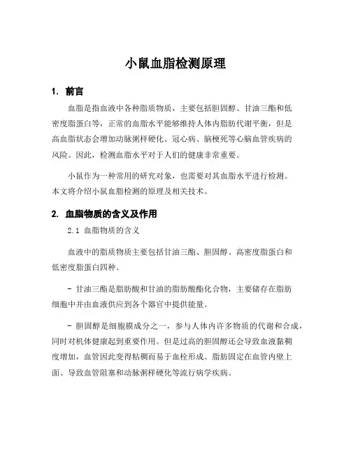 小鼠血脂检测原理