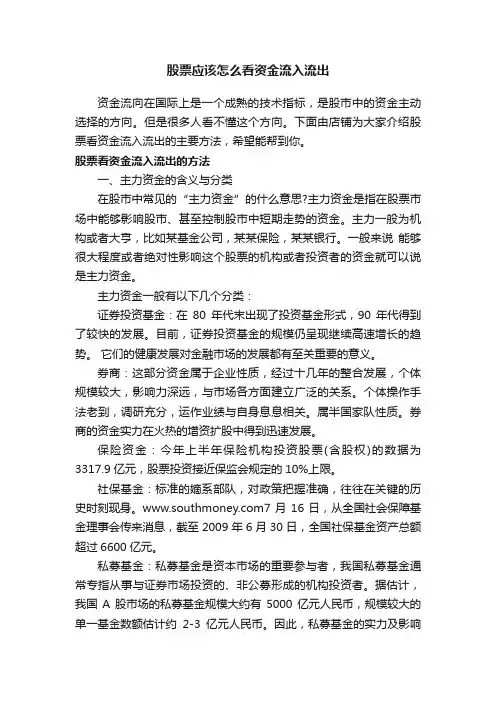 股票应该怎么看资金流入流出