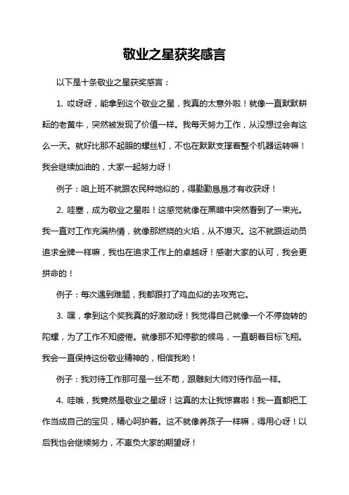 敬业之星获奖感言
