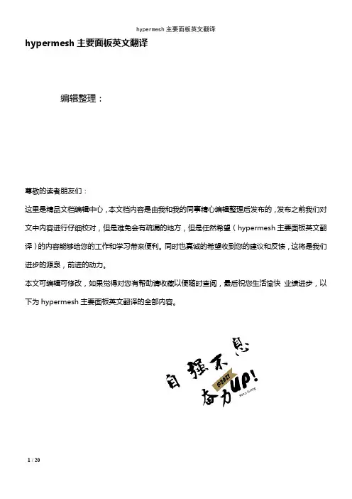 (最新整理)hypermesh主要面板英文翻译