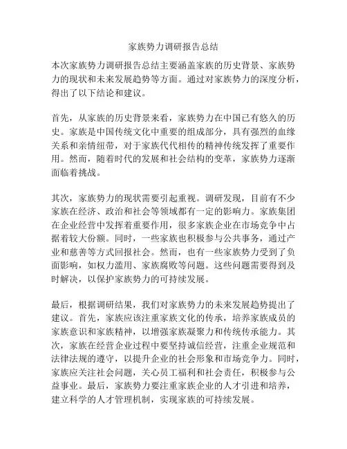 家族势力调研报告总结