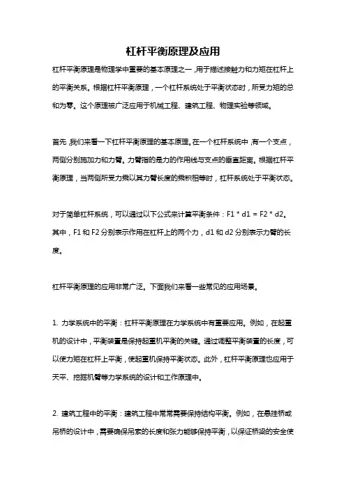 杠杆平衡原理及应用