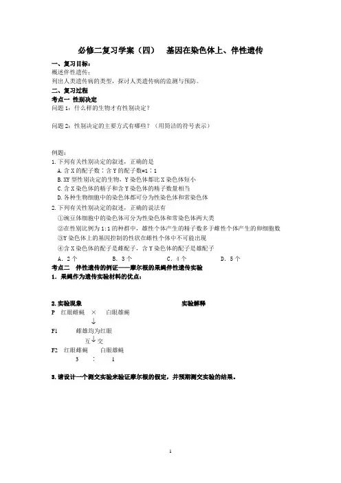 基因在染色体上、伴性遗传学案