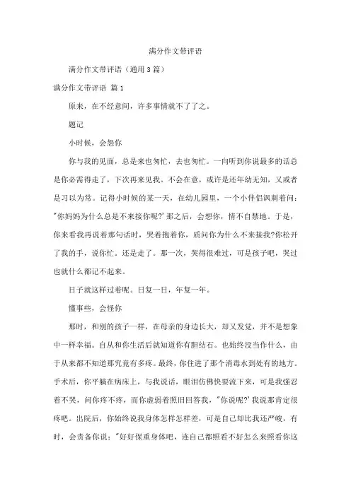 满分作文带评语