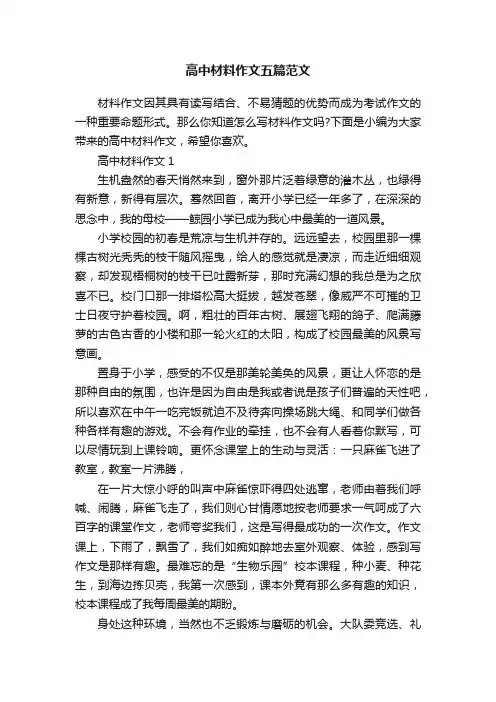 高中材料作文五篇范文