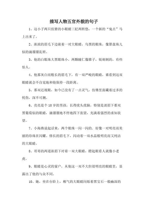 描写人物五官外貌的句子