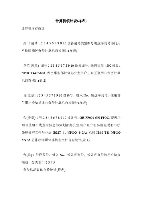 计算机统计表(样表)