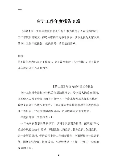 审计工作年度报告3篇