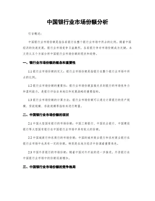 中国银行业市场份额分析