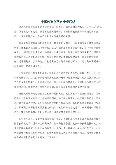 中国制造永不止步观后感