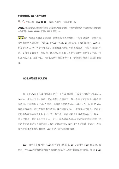 色彩关键指标LCD色深技术解析
