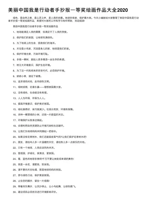 美丽中国我是行动者手抄报一等奖绘画作品大全2020