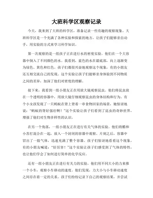 大班科学区观察记录