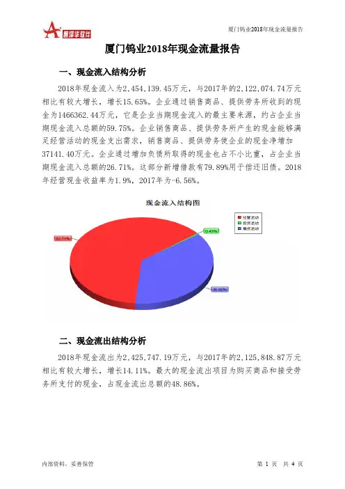 厦门钨业2018年现金流量报告-智泽华