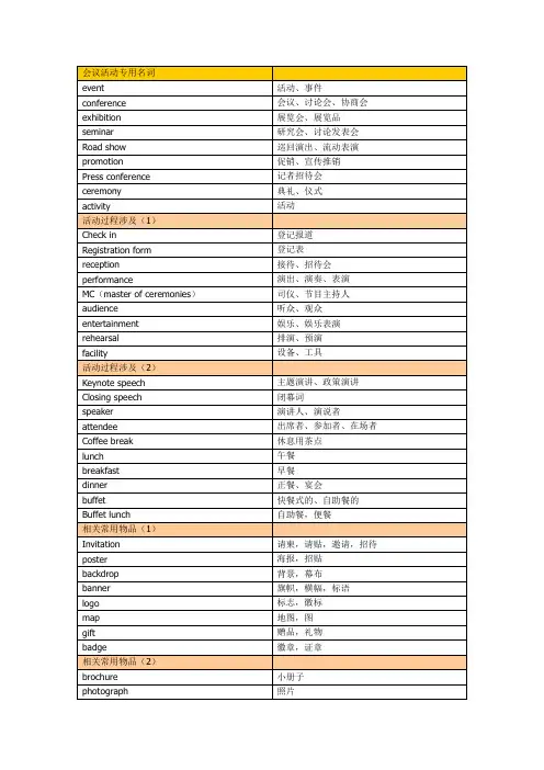 公关、广告业常用英文术语