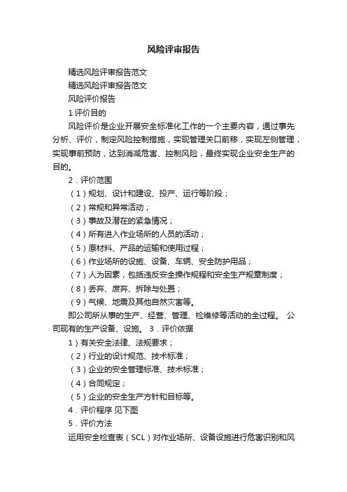 精选风险评审报告范文