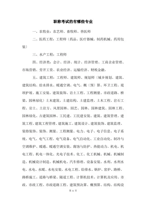 职称考试的有哪些专业