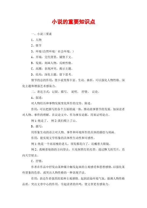 小说的重要知识点