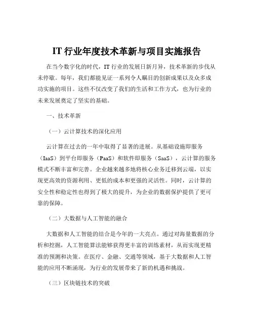 IT行业年度技术革新与项目实施报告