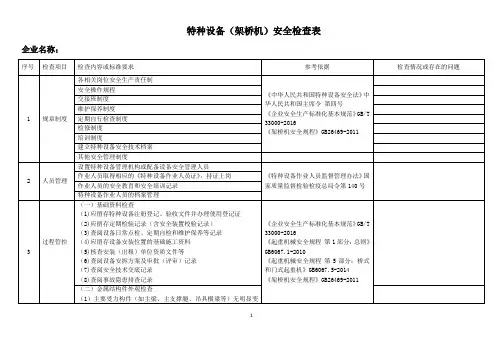 特种设备(架桥机)安全检查表