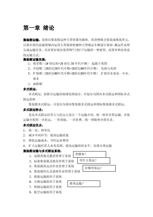 集装箱运输与多式联运,复习总结提纲