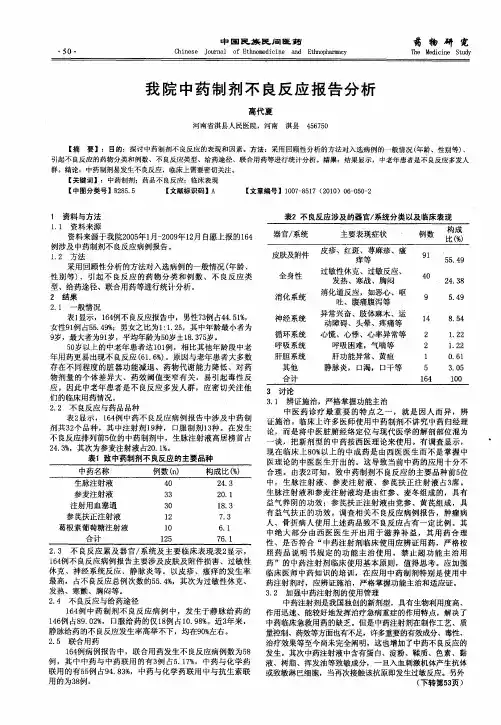 我院中药制剂不良反应报告分析