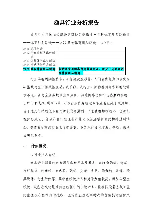 中国渔具行业分析报告