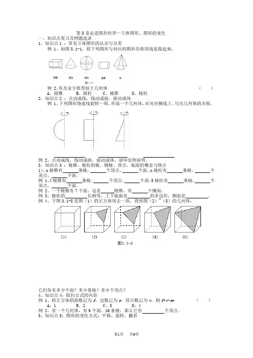 苏教版七年级数学 第5章走进图形世界