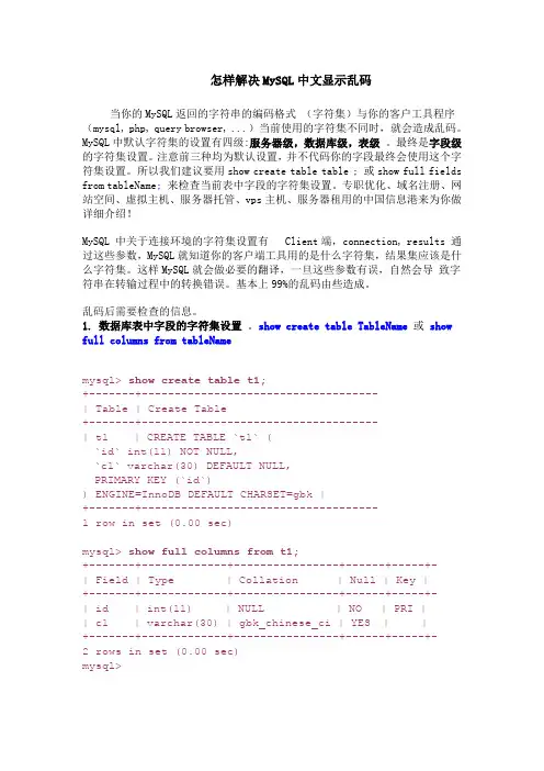 怎样解决MySQL中文显示乱码