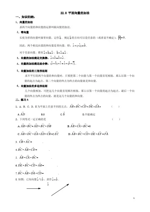 22.8 平面向量的加法