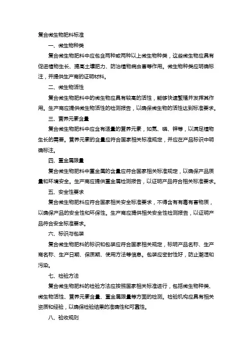 复合微生物肥料标准