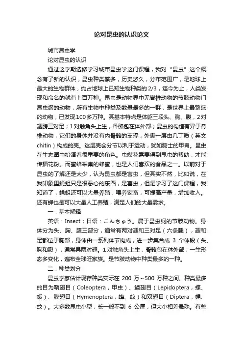 论对昆虫的认识论文