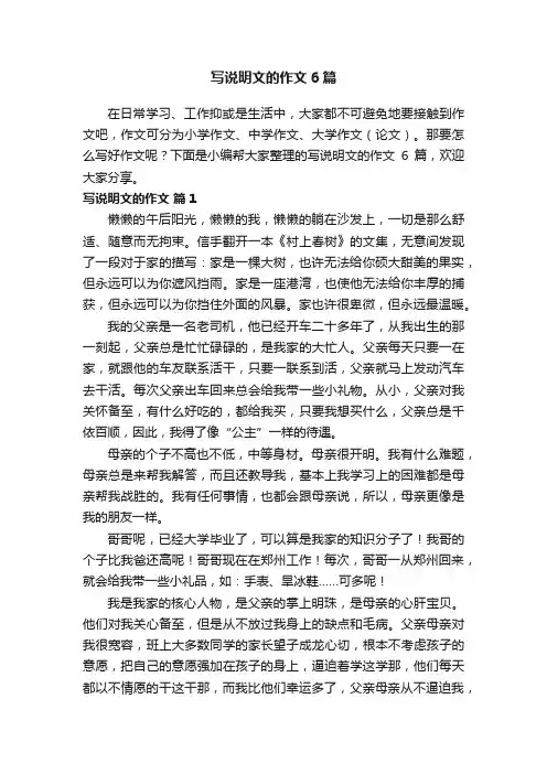 写说明文的作文6篇