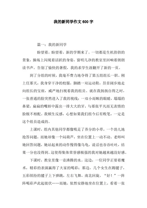 我的新同学作文600字_1