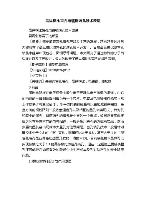 高纵横比盲孔电镀铜填孔技术改进