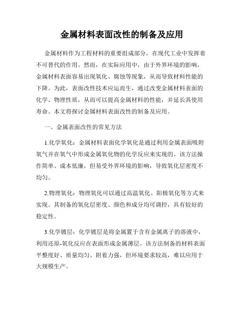 金属材料表面改性的制备及应用
