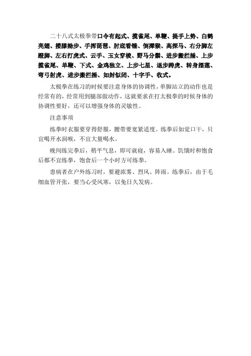 28式太极拳口令演练