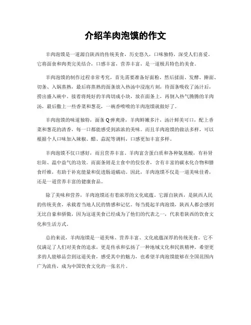 介绍羊肉泡馍的作文