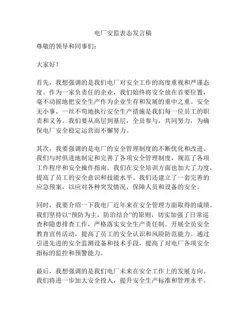 电厂安监表态发言稿