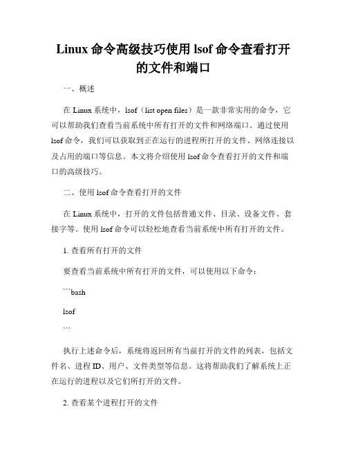 Linux命令高级技巧使用lsof命令查看打开的文件和端口