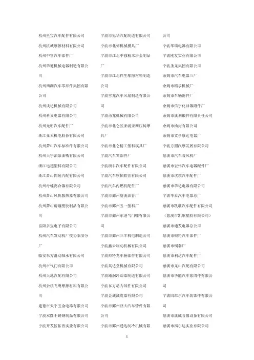 1000家汽车零部件厂数据