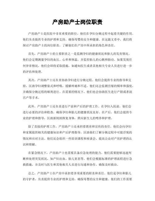 产房助产士岗位职责 (2)