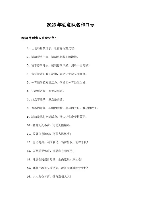 2023年创意队名和口号